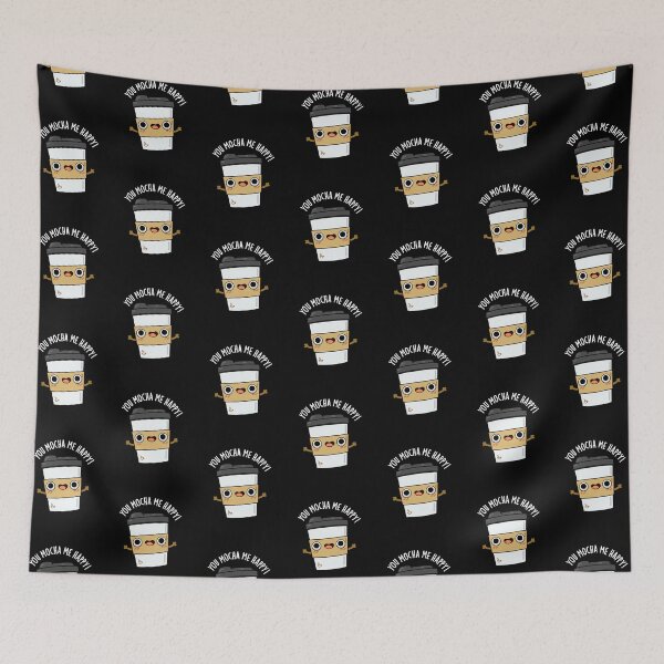 Item preview, You Mocha Me Happy Funny Coffee Puns (Dark BG) designed and sold by punnybone.