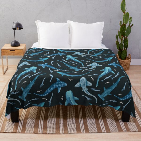Shark Shiver Blue Throw Blanket