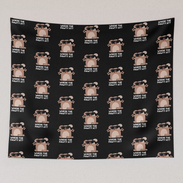 Item preview, Where The Pawty At Funny Doggie Dog Puns (Dark BG) designed and sold by punnybone.
