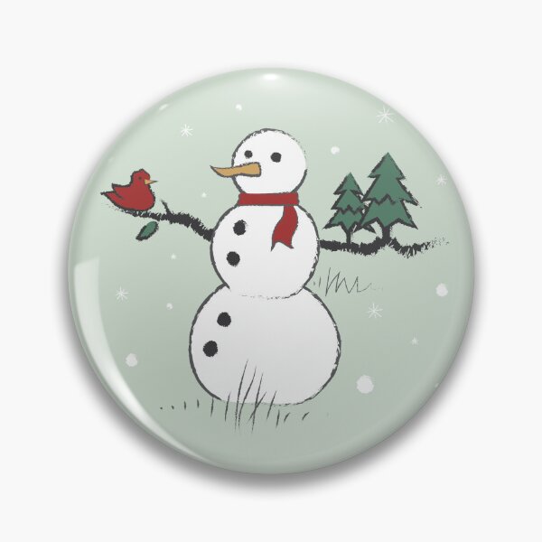 Item preview, Snowman Holding Red Bird and Pine Trees Seasonal Holiday designed and sold by vron615.