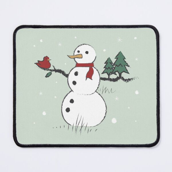 Item preview, Snowman Holding Red Bird and Pine Trees Seasonal Holiday designed and sold by vron615.