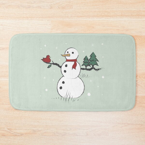 Item preview, Snowman Holding Red Bird and Pine Trees Seasonal Holiday designed and sold by vron615.