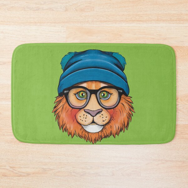 Item preview, Lion wearing a blue beanie and glasses designed and sold by FlippinTurtles.
