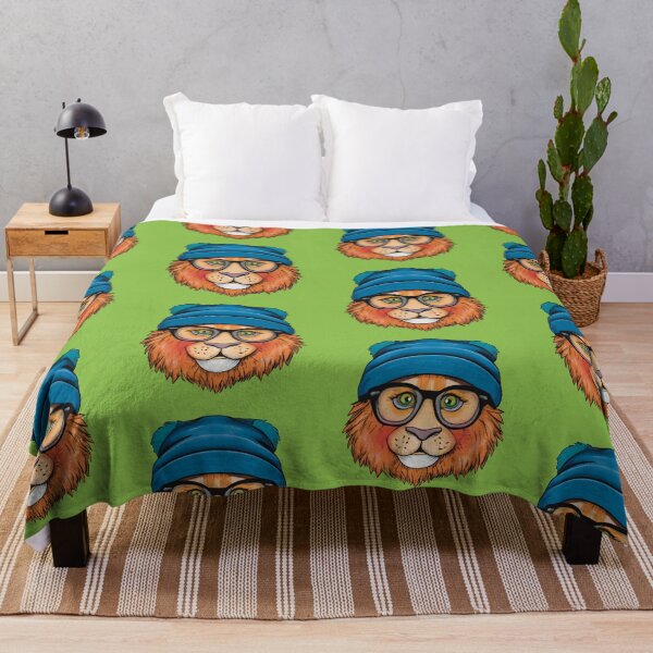 Item preview, Lion wearing a blue beanie and glasses designed and sold by FlippinTurtles.