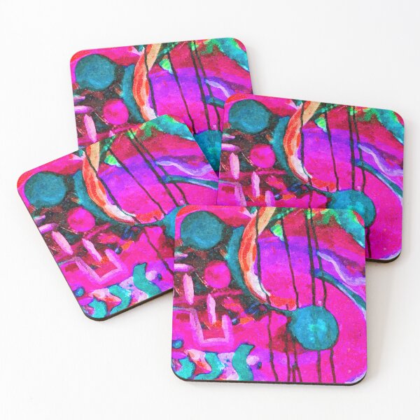 Item preview, Abstract oil painting in fuchsia and teal designed and sold by Vivid Studio.