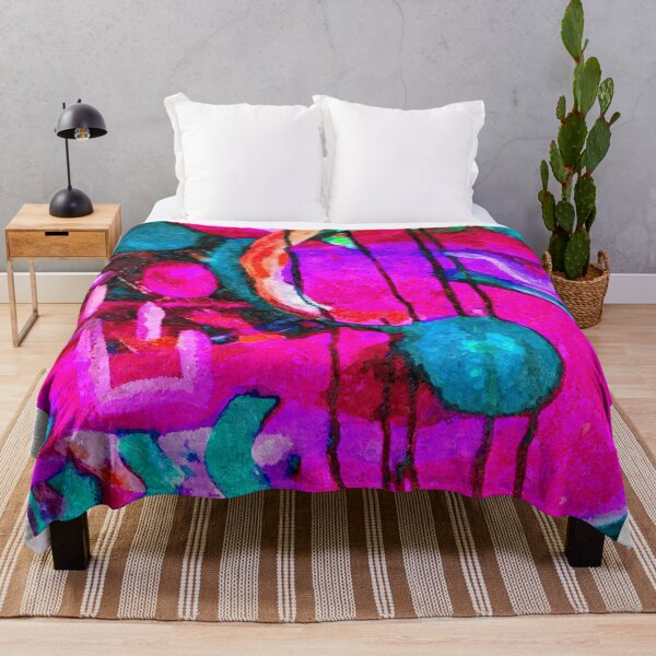 Item preview, Abstract oil painting in fuchsia and teal designed and sold by Vivid Studio.