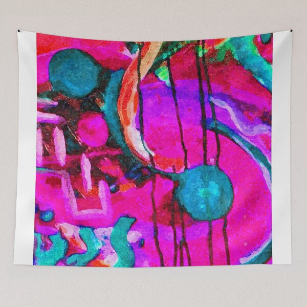Item preview, Abstract oil painting in fuchsia and teal designed and sold by Vivid Studio.