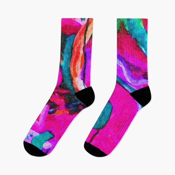 Item preview, Abstract oil painting in fuchsia and teal designed and sold by Vivid Studio.