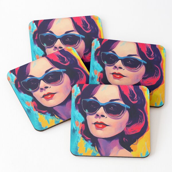 Item preview, Colorful Natalie in Sunglasses Leroy Neiman Style designed and sold by The Third Eye  Shop.