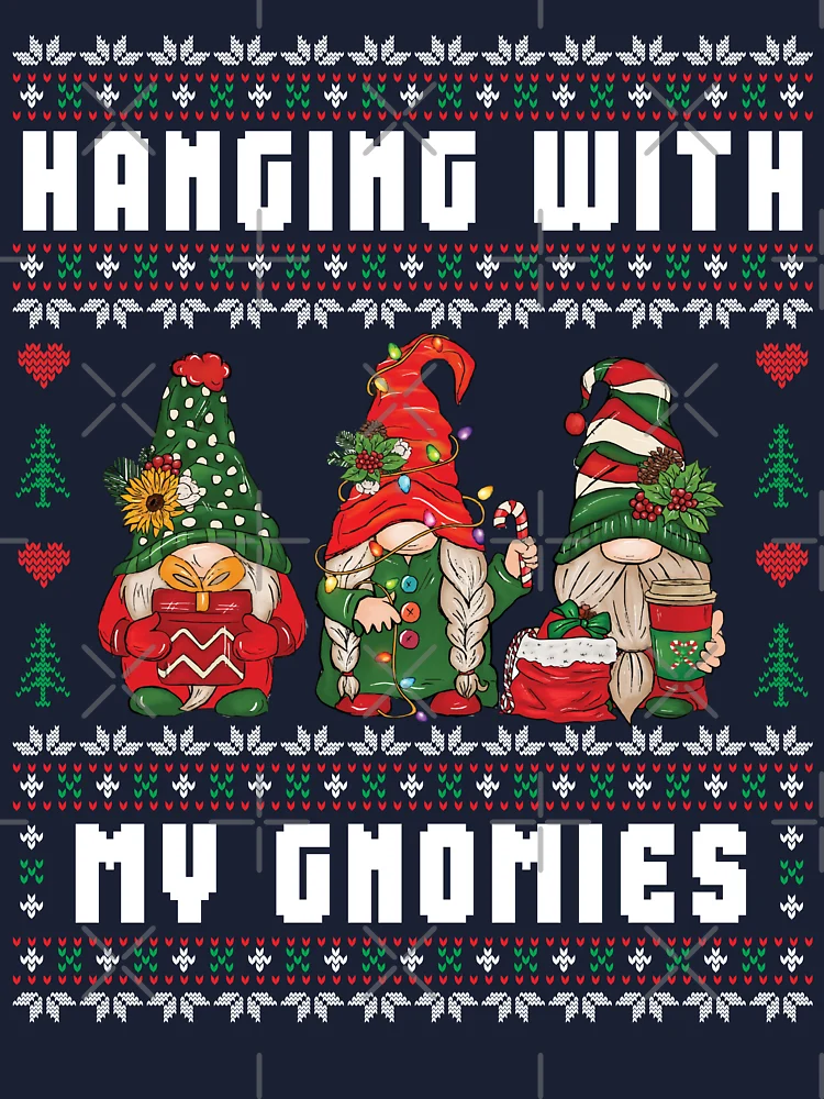 Hanging With My Gnomies Funny Gnome Ugly Christmas Sweater Kids T Shirt for Sale by MintedFresh Redbubble