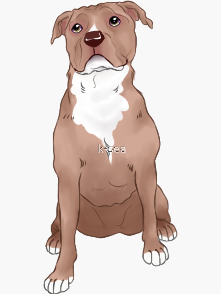 Aperçu 3 sur 3. Sticker avec l'œuvre Pitbull rouge créée et vendue par k-sea.