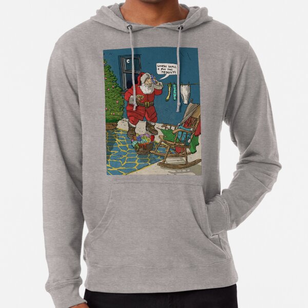 Funny Retro Santa Claus' Visit At Christmas Eve Lightweight Hoodie