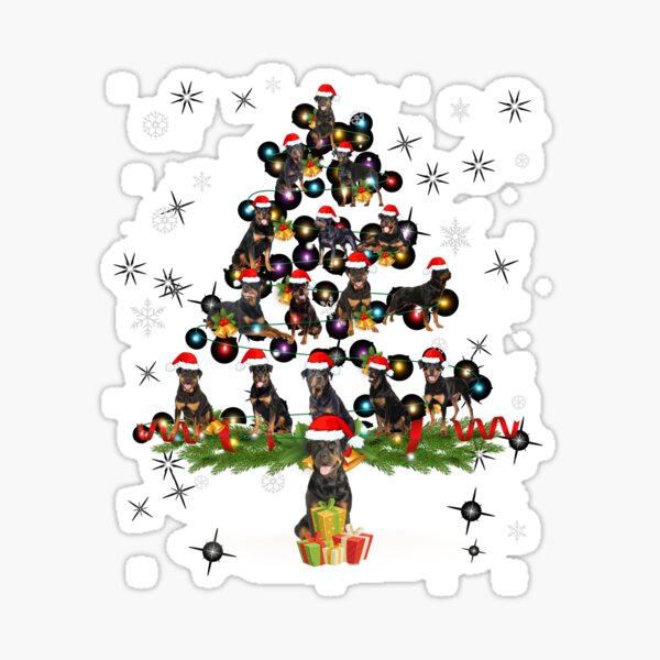 "Rottweiler Christmas Tree Rottweiler Christmas Gifts" Sticker for