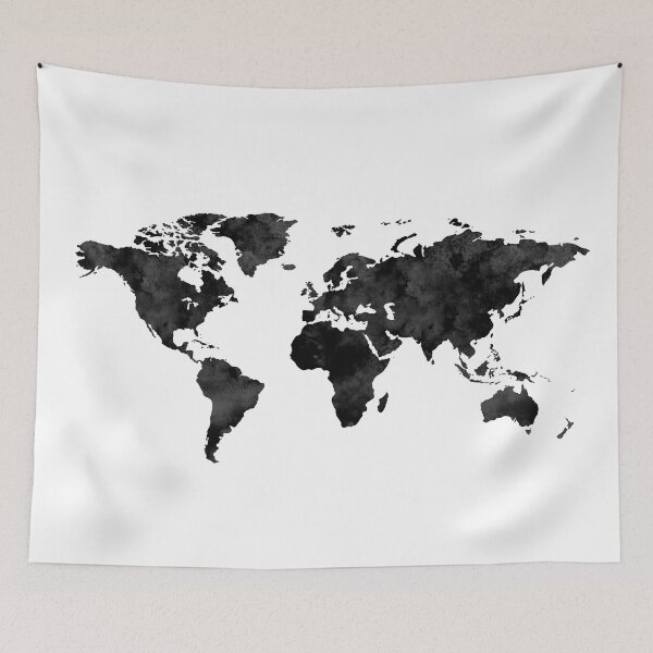 Item preview, Watercolor World Map / Black and White  designed and sold by THE MIUUS STUDIO.