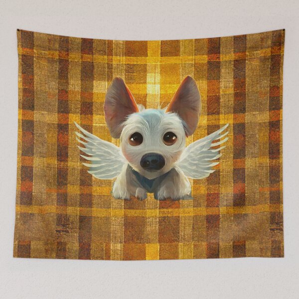 Item preview, Sweet dog gone to heaven too soon on plaid. designed and sold by liana campbell.