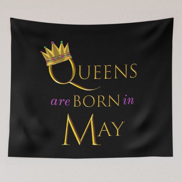 Item preview, Queens are Born in May Birthday Design. Gold Crown and Gold and Royal Purple Letters. designed and sold by ArtByLM.