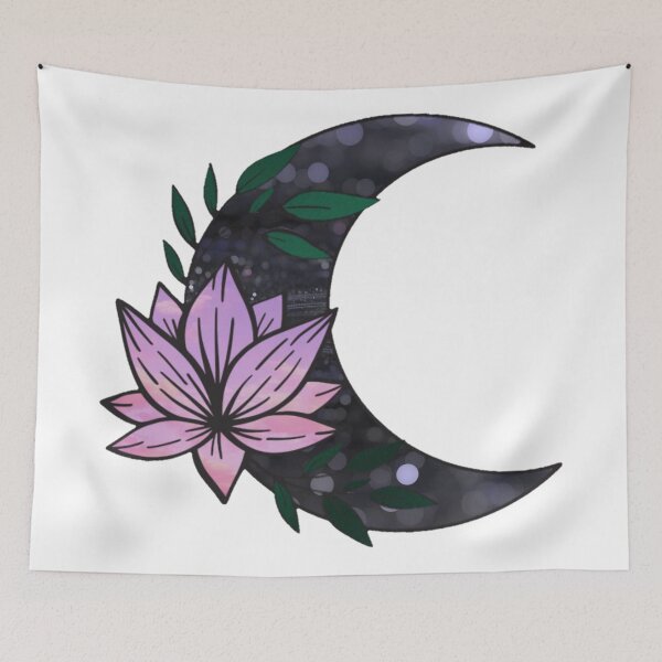 Item preview, Sherbert Lotus on Black Crescent - Moon Graphics designed and sold by MistyMorningsOR.