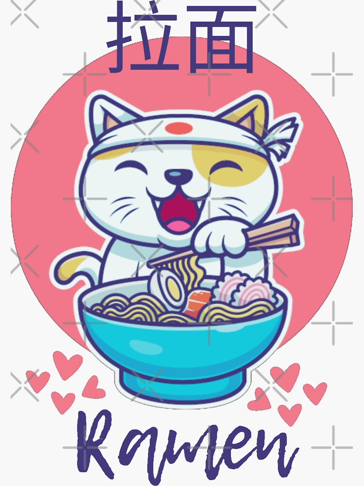 Ramen Kawaii Cats Ramen Bowl Funny Anime Noodles Kitties Sticker For Sale By Xiaoxiaocrt 1780