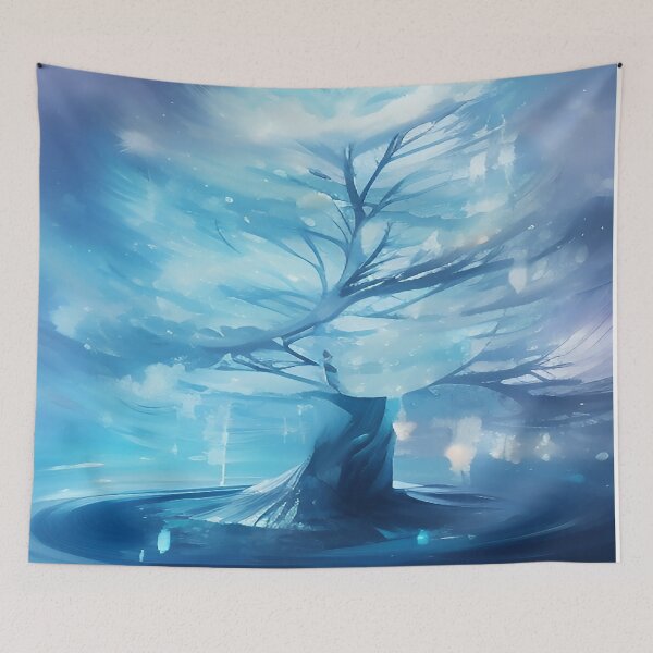 Item preview, Winter Blue Crystalized Ice Tree in a Mountain Valley designed and sold by deniselynnimage.