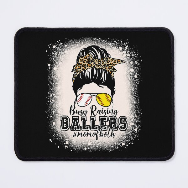 Item preview, Busy Raising Ballers Funny Messy Bun Mom Of Both Baseball Softball designed and sold by Helbon-art.