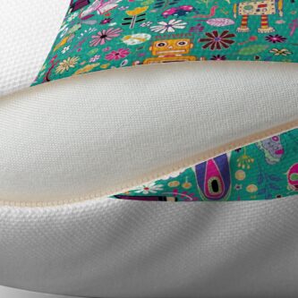 Alternate view of Electric Dreams - pink and turquoise - floral robot fun pattern by Cecca Designs Floor Pillow