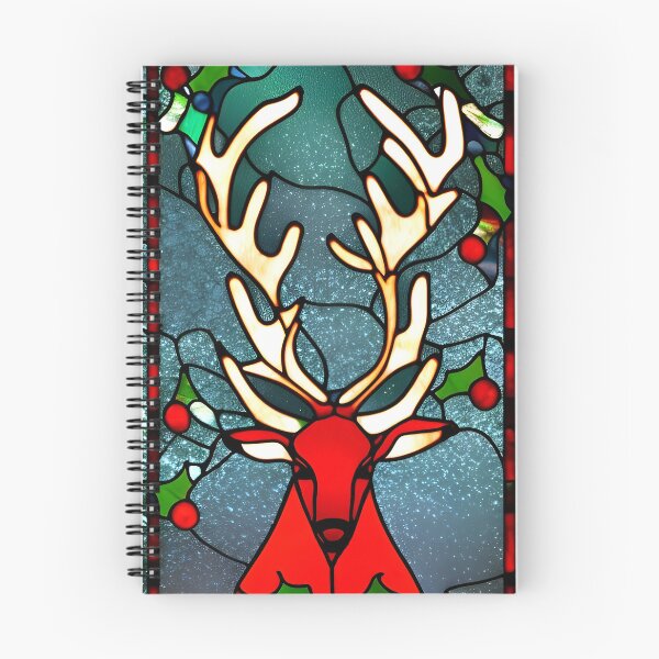 Artikelvorschau, Rentier-Buntglas-Weihnachtsfeiertage entwerfen Kunstwerk entworfen und verkauft von StickerBird.
