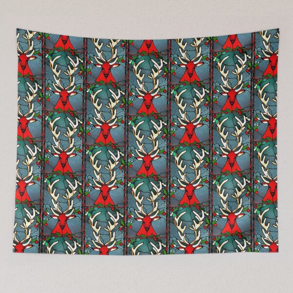 Item preview, Reindeer Stained Glass Christmas Holidays Design Artwork designed and sold by StickerBird.