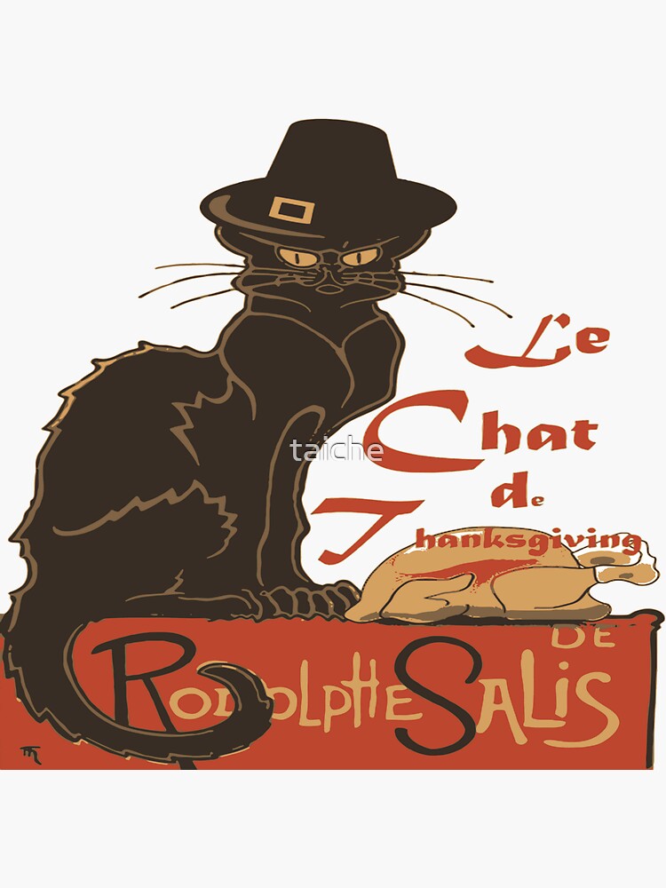Le Chat De Thanksgiving Holiday Dinner Spoof Sticker for Sale by taiche