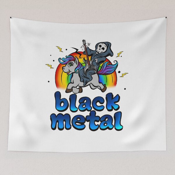 Item preview, Black Metal Music Unicorn Pony Rainbow Pink Fan designed and sold by NoriTEEs.