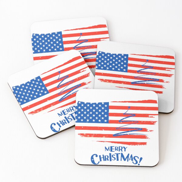 Item preview, Merry Christmas America, USA. American Christmas tree. vintage flag. designed and sold by Vantrip.