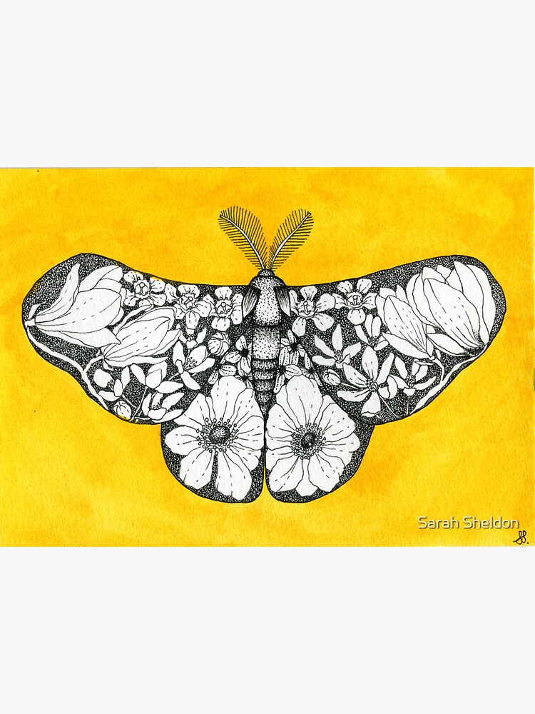 Thumbnail 3 of 3, Sticker, Golden Botanical Moth designed and sold by avibrantnest.