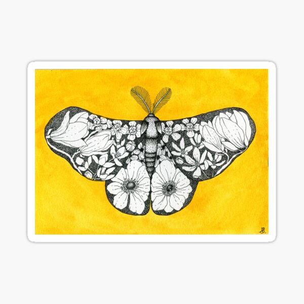 Golden Botanical Moth  Sticker