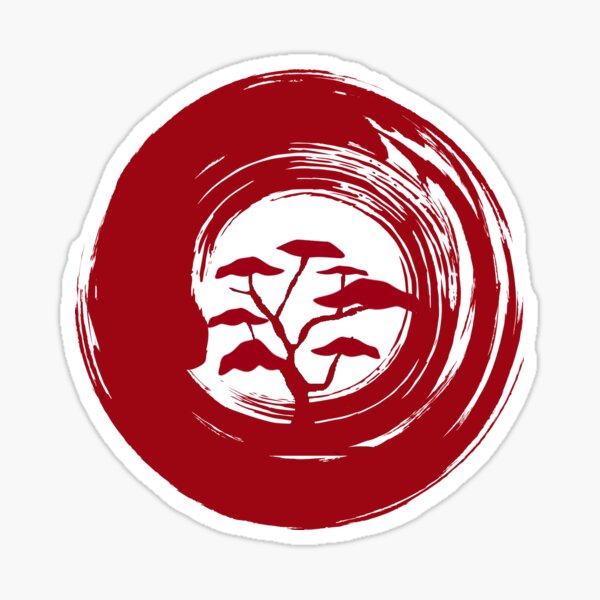 "Bonsai Tree In Japanese Zen Buddhist Enso Circle " Sticker for Sale by