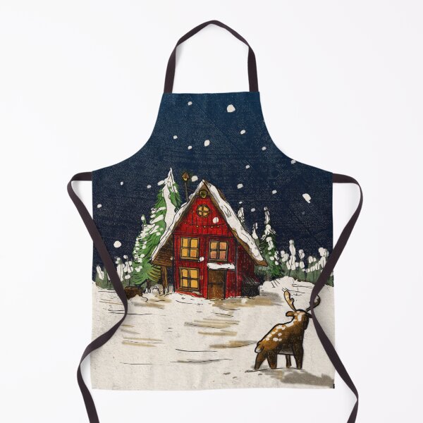 Item preview, Retro Vintage Inspired Christmas Cottage Winter Wonderland designed and sold by Wall-Art-Sketch.