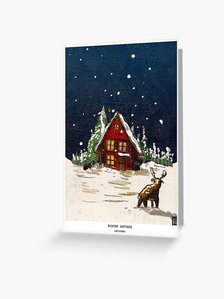 Retro Vintage Inspired Christmas Cottage Winter Wonderland | Greeting Card