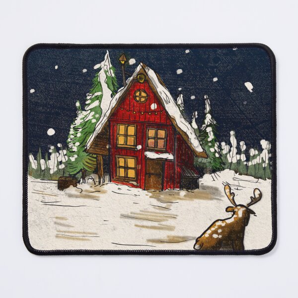 Item preview, Retro Vintage Inspired Christmas Cottage Winter Wonderland designed and sold by Wall-Art-Sketch.