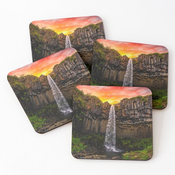 Item preview, Sunset at the waterfall Svartifoss Skaftafell Iceland designed and sold by Toi-Vido.