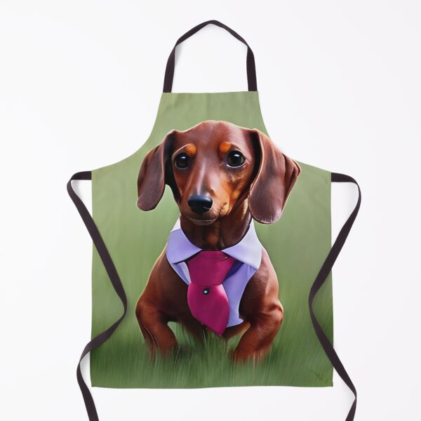 Aperçu de l'œuvre Chiot teckel avec une cravate créée et vendue par The Love Quill.
