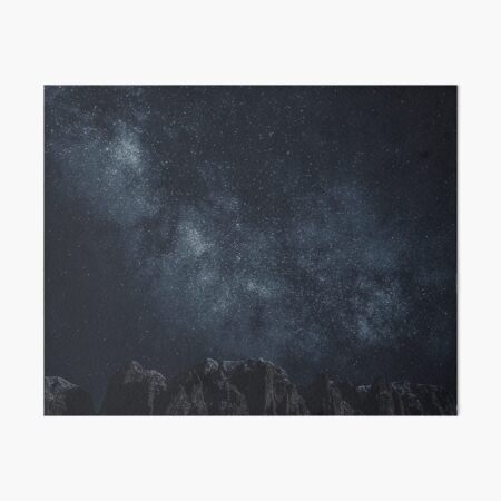 Mountains with bright stars Art Board Print