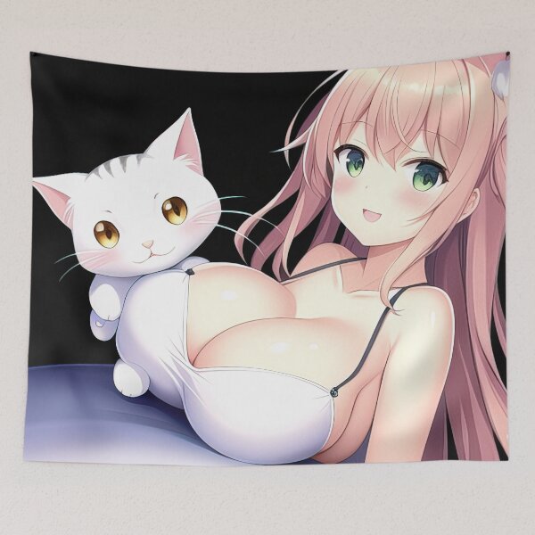 Item preview, Anime girl with her cat designed and sold by 100PercentOtaku.