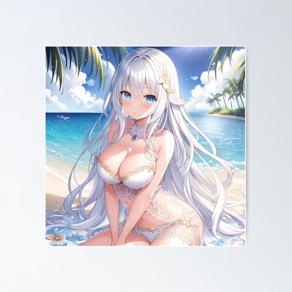 Item preview, Cute anime girl at the beach designed and sold by 100PercentOtaku.