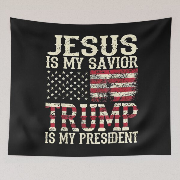Item preview, American Flag Tee Jesus Is My Savior Trump Is My President T-Shirt designed and sold by Knight-Saverin.