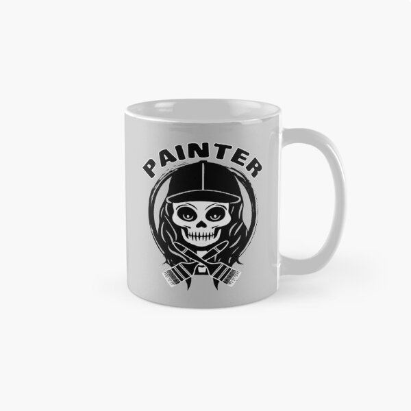 Item preview, Female Painter Skull and Paint Brushes Crossed Tools Black Logo designed and sold by Nuletto.