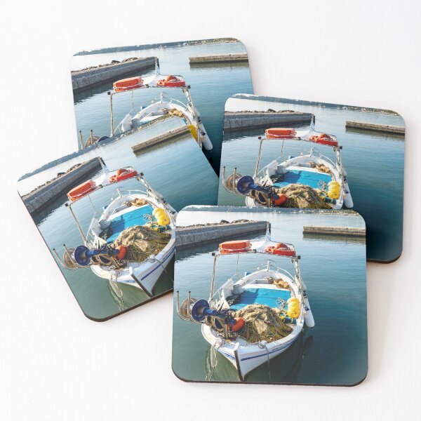 Item preview, Greek Fishing Boat Ipsos Corfu Island Greece Art Print designed and sold by nickbrayimages.