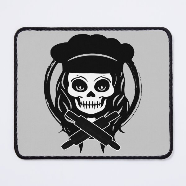 Item preview, Female Baker Skull and Rolling Pins Crossed Tools Black Logo designed and sold by Nuletto.