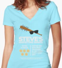 Steve's Babysitting Service Women's Fitted V-Neck T-Shirt