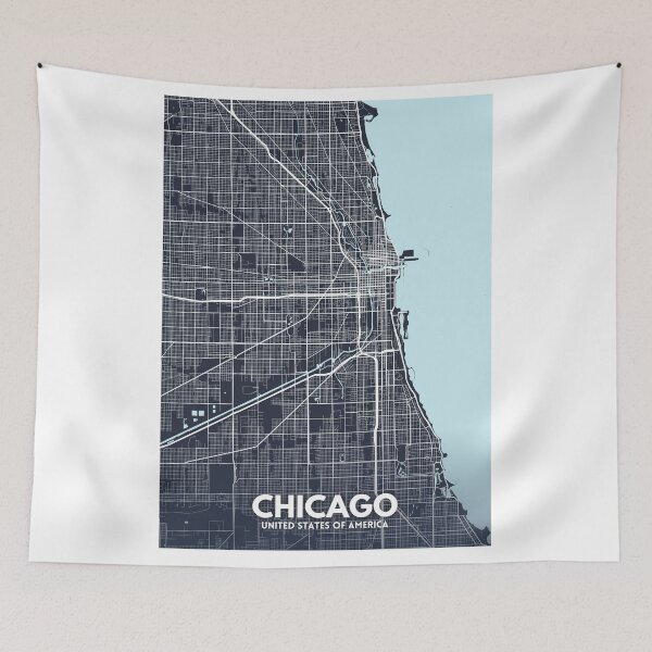 Item preview, CHICAGO USA Map Poster Illustrated Design Black & White Illustration  designed and sold by ZenDesigner.