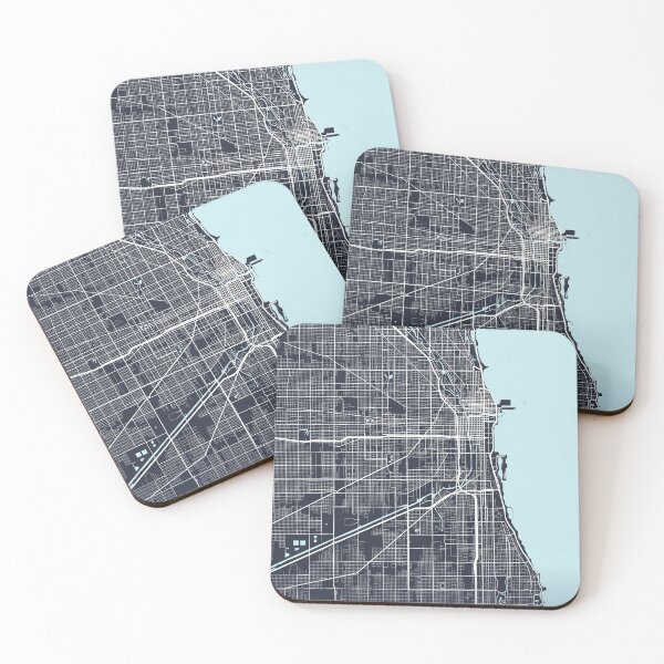 Item preview, CHICAGO USA Map Poster Illustrated Design Black & White Illustration  designed and sold by ZenDesigner.