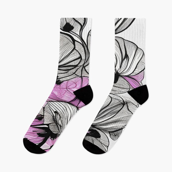 Item preview, Flowers Pink Black and White Abstract Illustration designed and sold by deniselynnimage.