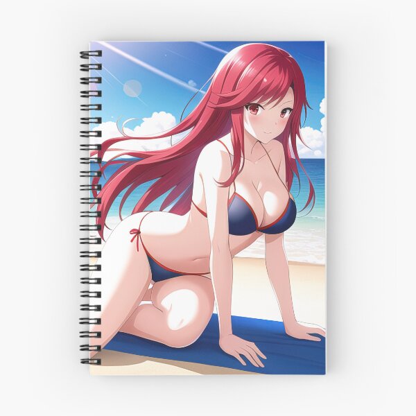 Item preview, Anime red hair girl posing on the beach designed and sold by 100PercentOtaku.